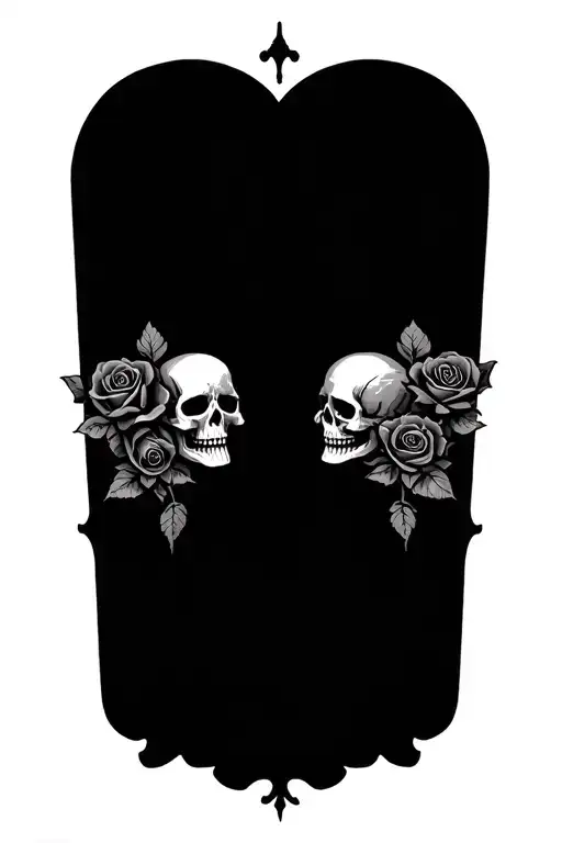 3 skulls and roses intertwined symbolizing deftones rock group tattoo design idea