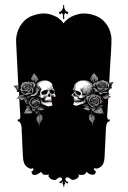 3 skulls and roses intertwined symbolizing deftones rock group tattoo design idea