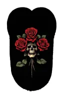 3 skulls and roses intertwined symbolizing deftones rock group tattoo design idea