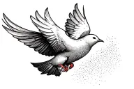 cursive name with dove flying tattoo design idea