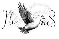 cursive name with dove flying tattoo design idea