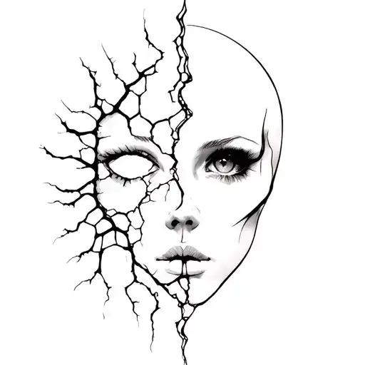 representation of a beautifully complex broken soul  tattoo design idea