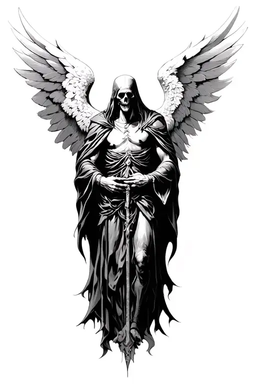 archangel of death azrael male angel tattoo design idea