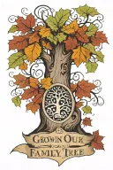Three foot prints as leaves on a tree with text "Growing our family tree" tattoo design idea