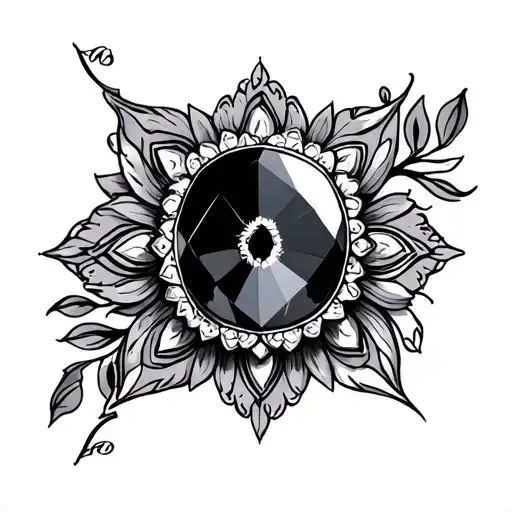 ornamental birthstone sternum tattoo with mandala tattoo design idea