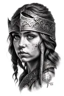shield maiden Face tattoo design idea