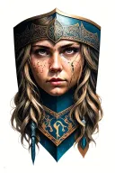 shield maiden Face tattoo design idea