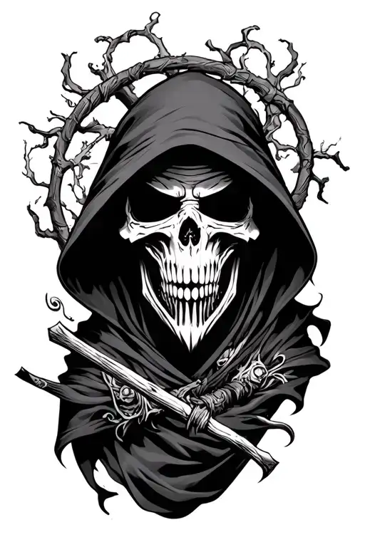 japanese grim reaper tattoo design idea