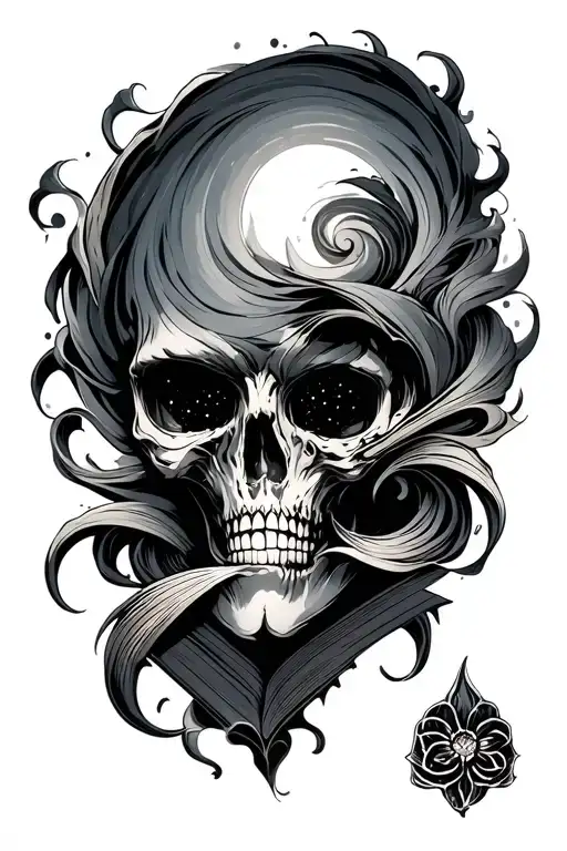 fantasy book with magic swirling tattoo design idea