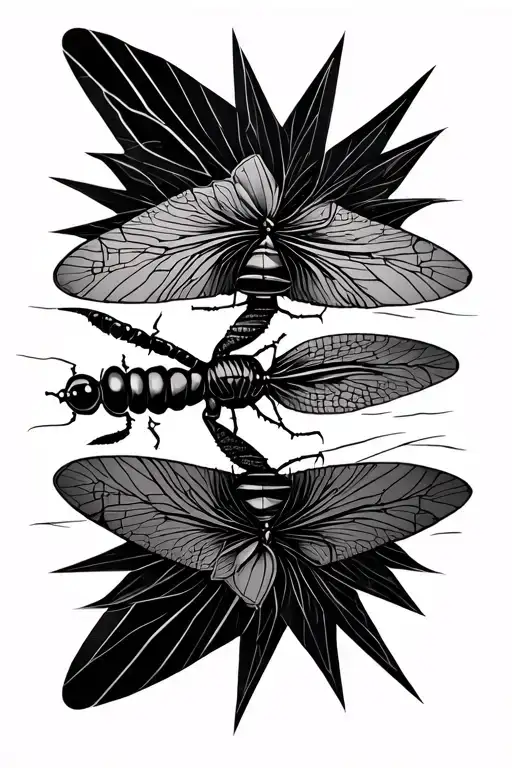 mayfly nymph geometric tattoo design idea