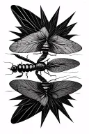 mayfly nymph geometric tattoo design idea