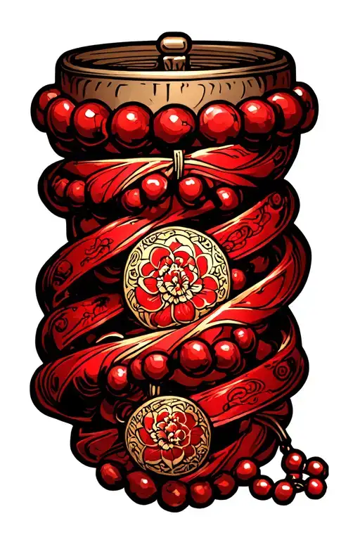 rosary beads wrapped round tattoo design idea