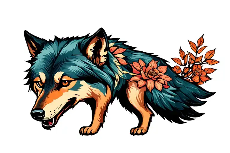 Rock Wolf Nature tattoo design idea
