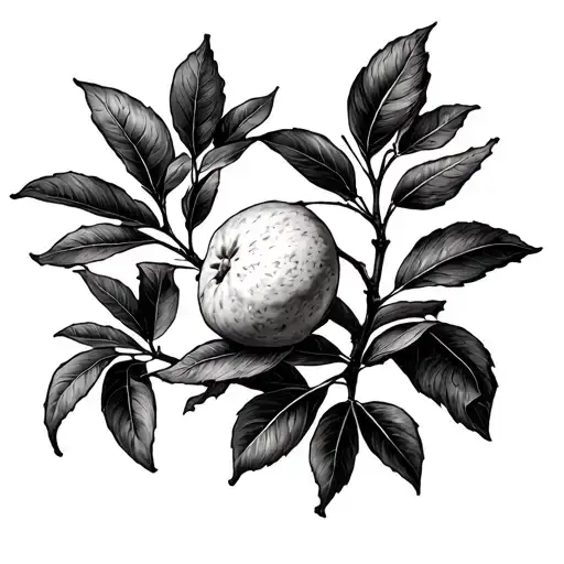medium lemon tree branches sketch tattoo design idea