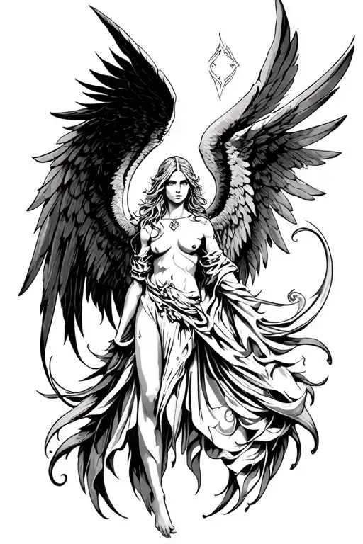 magic the gathering platinum angel tattoo design idea