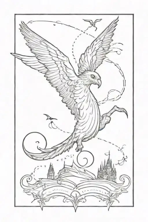 create a tattoo for me to do on my arm or calf of the Harry Potter movies, as if it were a timeline tattoo design idea