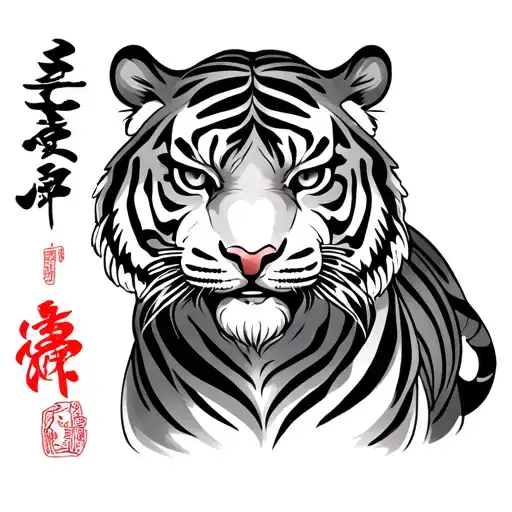 Chinese zodiac tiger and name nicole tattoo design idea