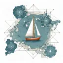 navigating boat sailing across a map tattoo design idea