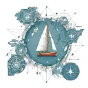 navigating boat sailing across a map tattoo design idea