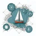 navigating boat sailing across a map tattoo design idea