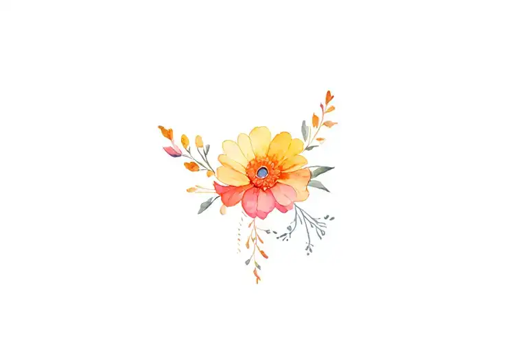 bracelet tattoo design combining these flowers calendula zinnia aemone flowerCalico Flower Silver Moon orchidSunflowerla tattoo design idea