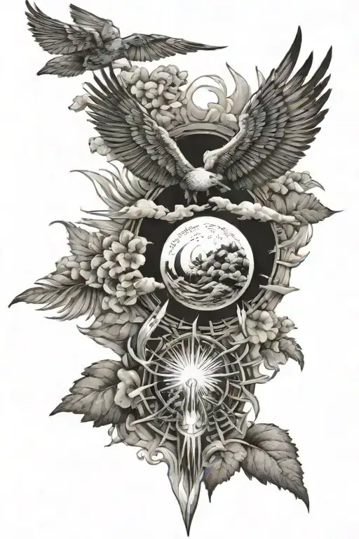 Ikarus falling sun perception rising sun tattoo design idea