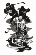 2 guys playing pond hockey tattoo design idea