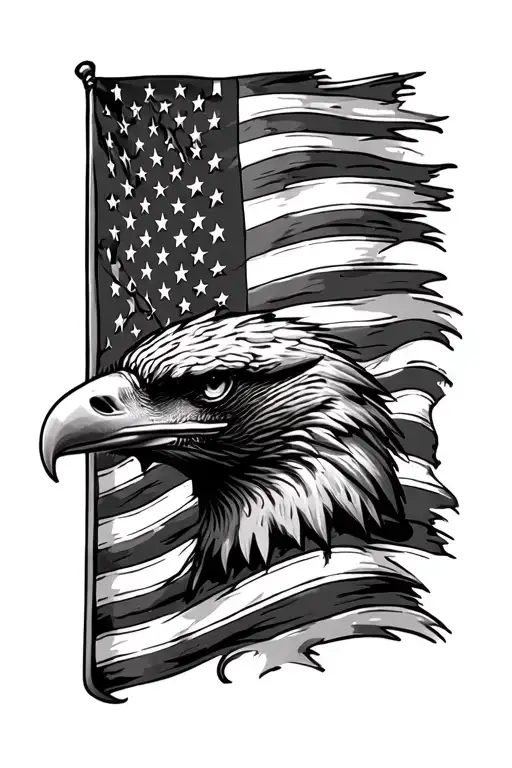 American flag, we the people, eagle head tattoo design idea