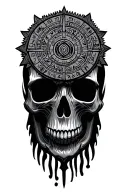aztec calendar with skull tattoo design idea