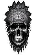 aztec calendar with skull tattoo design idea