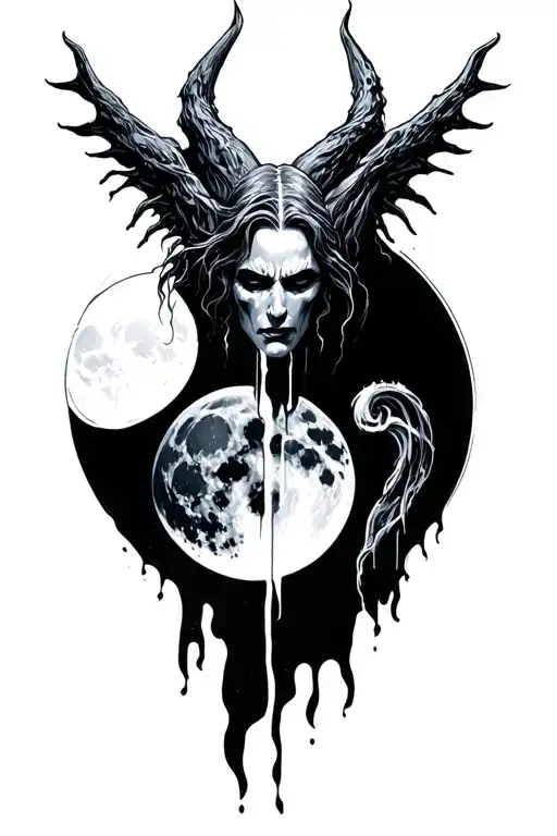 Lucifer's last tear and the moon tattoo design idea