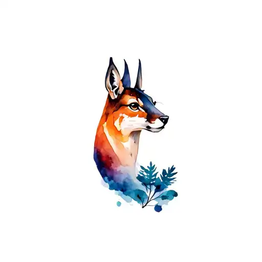 animal shaft in forest tattoo design idea