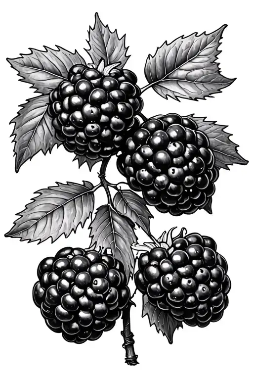 blackberries on vines with leaves tattoo design idea