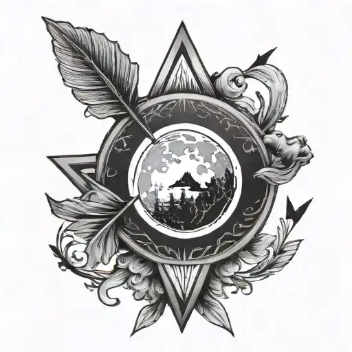 LUNAR ECLIPSE AND ARROW tattoo design idea