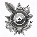 LUNAR ECLIPSE AND ARROW tattoo design idea