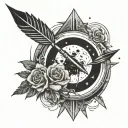 LUNAR ECLIPSE AND ARROW tattoo design idea