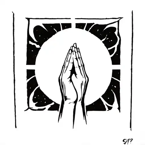 hand praying  tattoo design idea