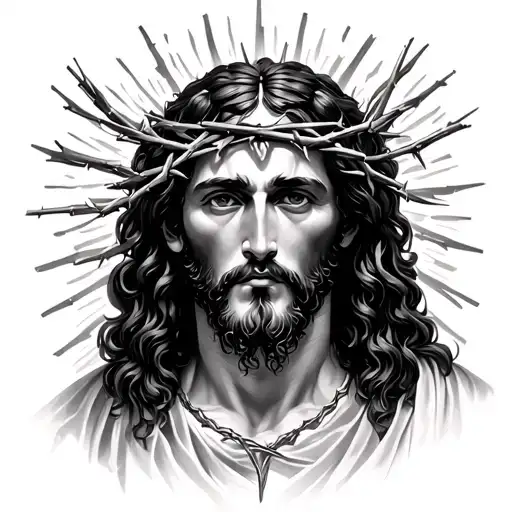 Philippians 4:6 with the meaning of the verses with Jesus and the crown of thorns tattoo design idea