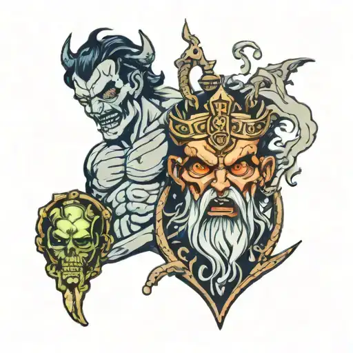zues vs hades tattoo design idea