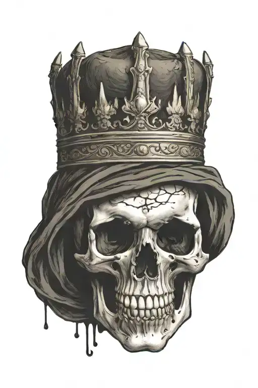jawless skull with crown tattoo design idea