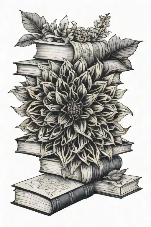 books, dahlia's, photography tattoo design idea