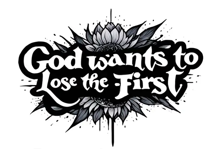"God wants to lose the first" text tattoo design idea