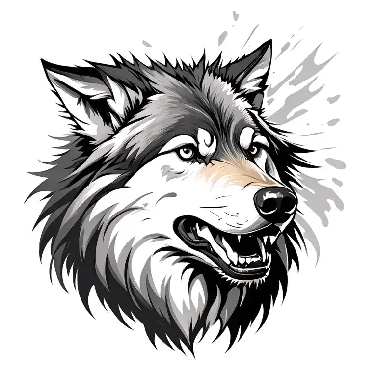Wolf face tattoo design idea