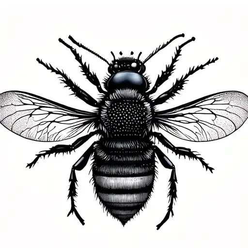 fine line minimalist bee with crown tattoo design idea