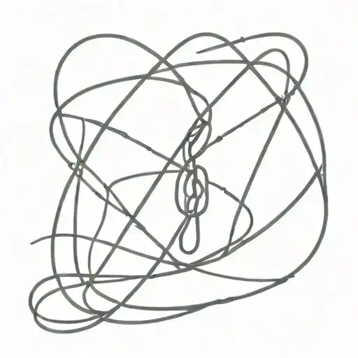 string tied into a knot with trialing string tattoo design idea