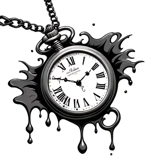 alice in wonderland pocket watch melting tattoo design idea