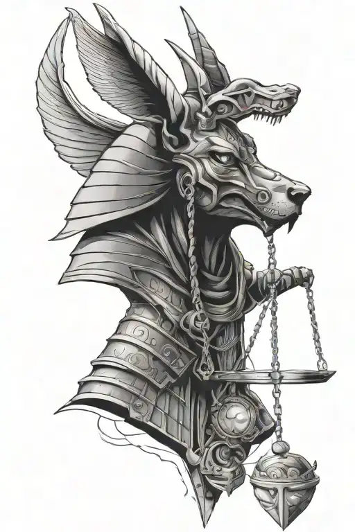 Anubis holding a scale tattoo design idea