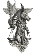 Anubis holding a scale tattoo design idea