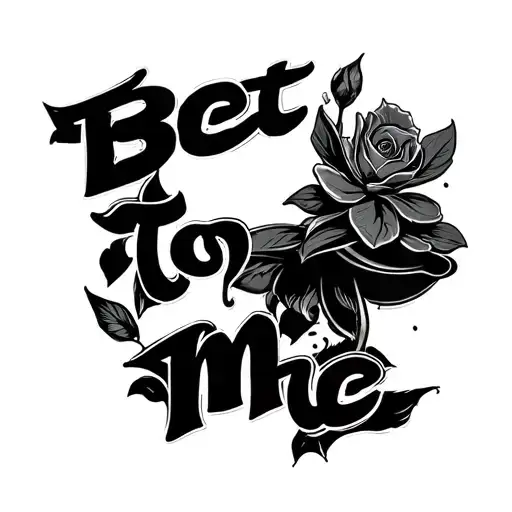 Written "Bet to Me" with Chicano Littering style tattoo design idea