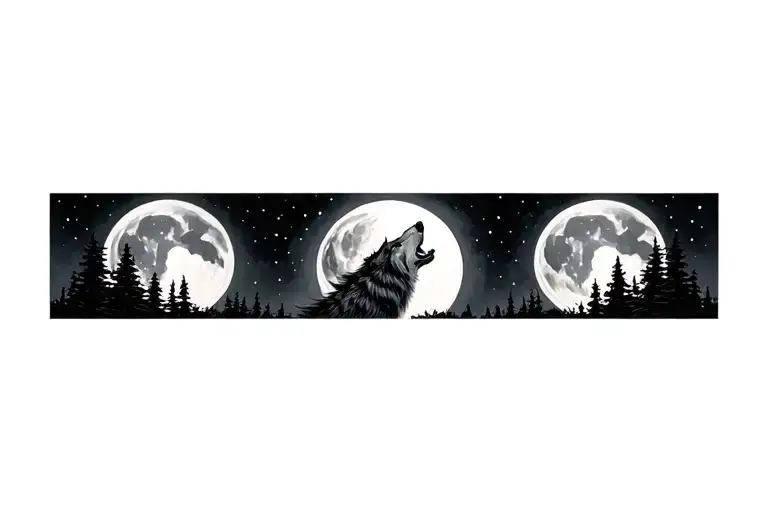 wolf howling moon tattoo design idea